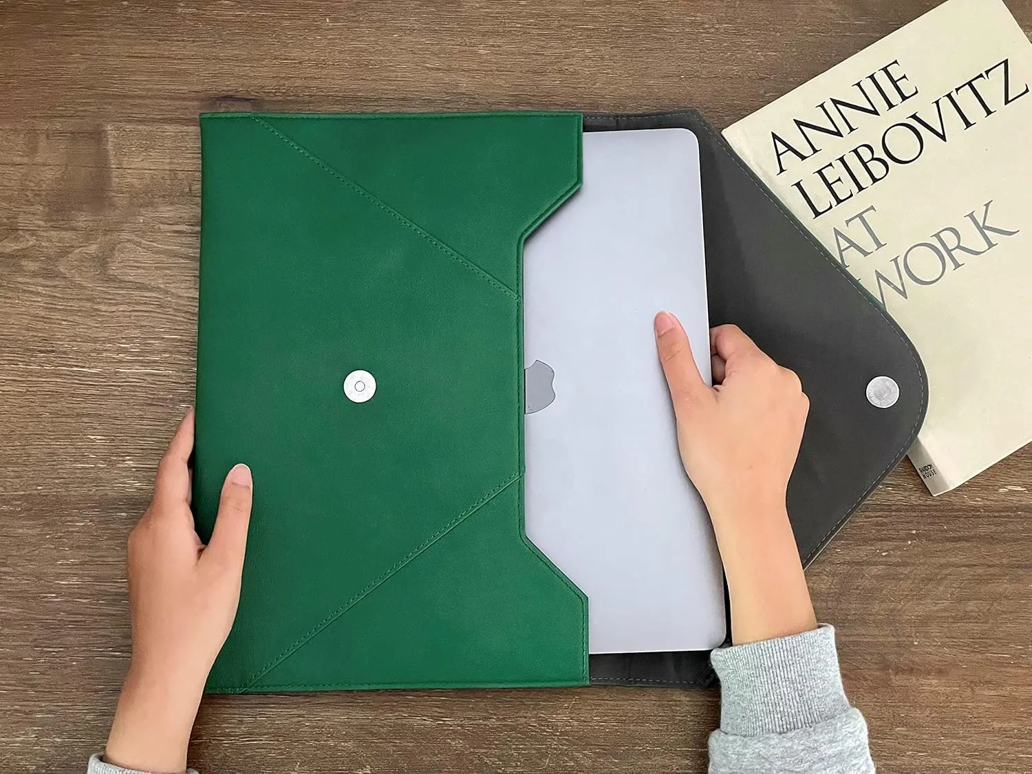 Women Laptop Case 14 inch, Chromebook Case 14 inch, Computer for Microsoft, Laptop Travel Bag, with Pen Holder and Pocket, Shockproof, Birthday Gifts for Her (Hunter Green)