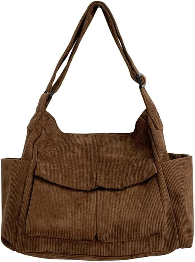 Women Men Crossbody Shoulder Bag Large Tote Bag with Multiple Pockets Canvas Messenger Tote Bag for Women and Men