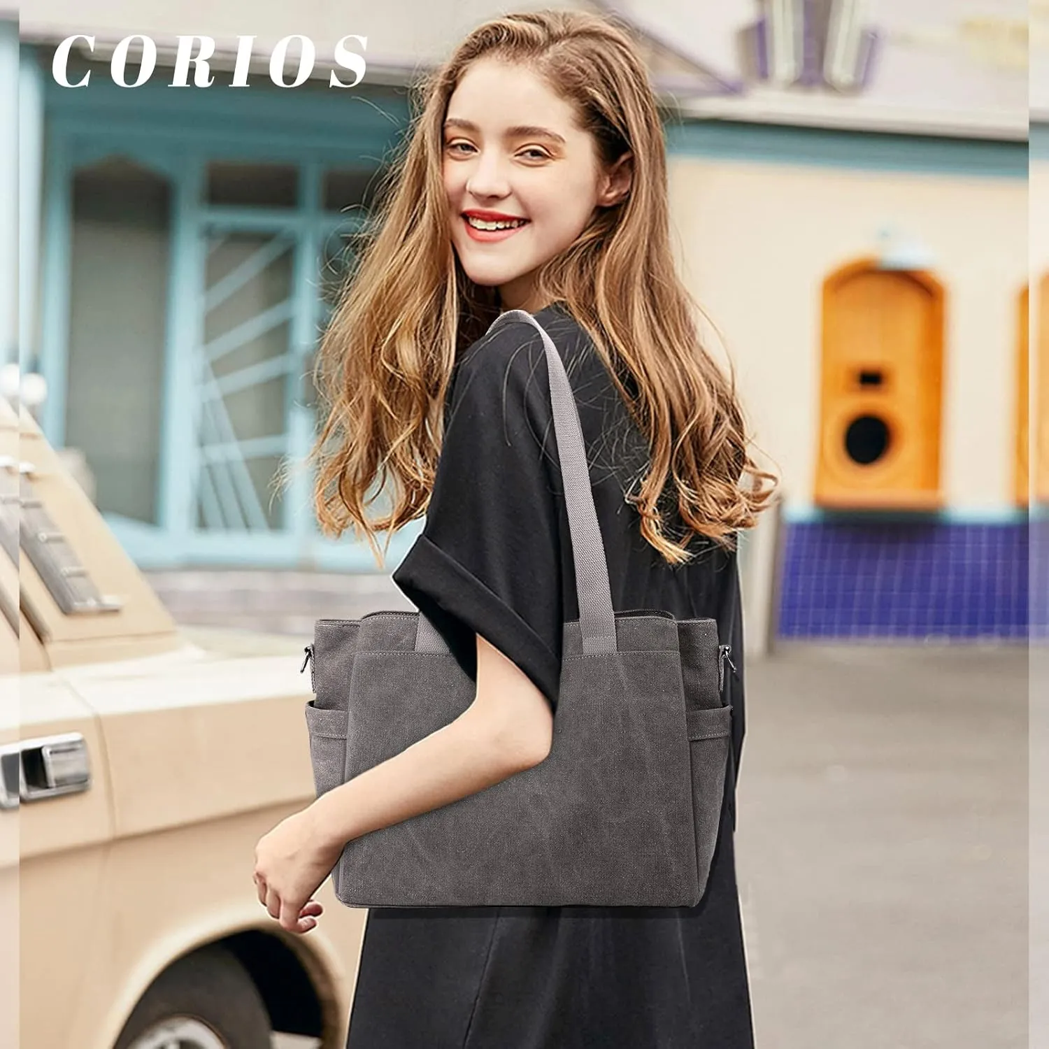 Women Shoulder Bag Crossbody Bag Canvas Handbag Top Handle Bag Casual Messenger Bag