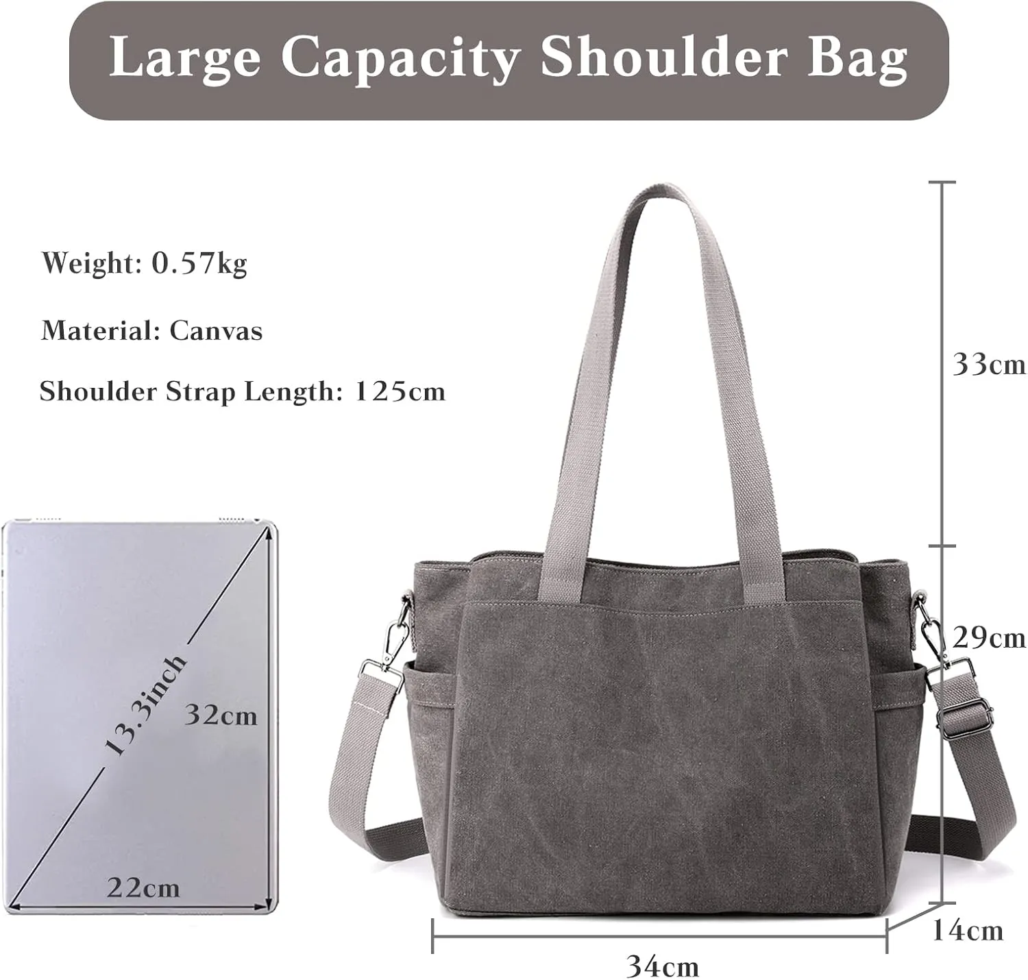 Women Shoulder Bag Crossbody Bag Canvas Handbag Top Handle Bag Casual Messenger Bag