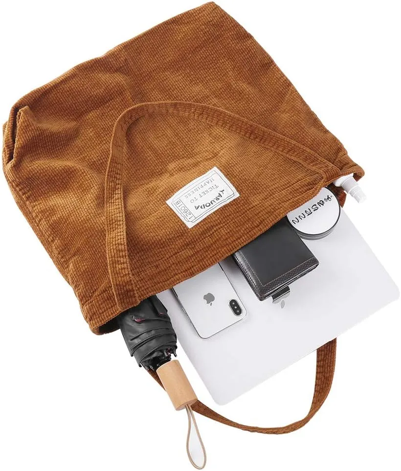 Women Shoulder Handbags Casual Hobo Bags Corduroy Shopper Tote Bag