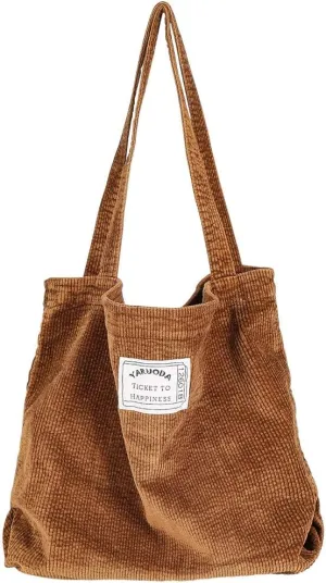 Women Shoulder Handbags Casual Hobo Bags Corduroy Shopper Tote Bag
