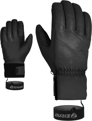 Women's Alpine Ski Leather Gloves Kuma Black