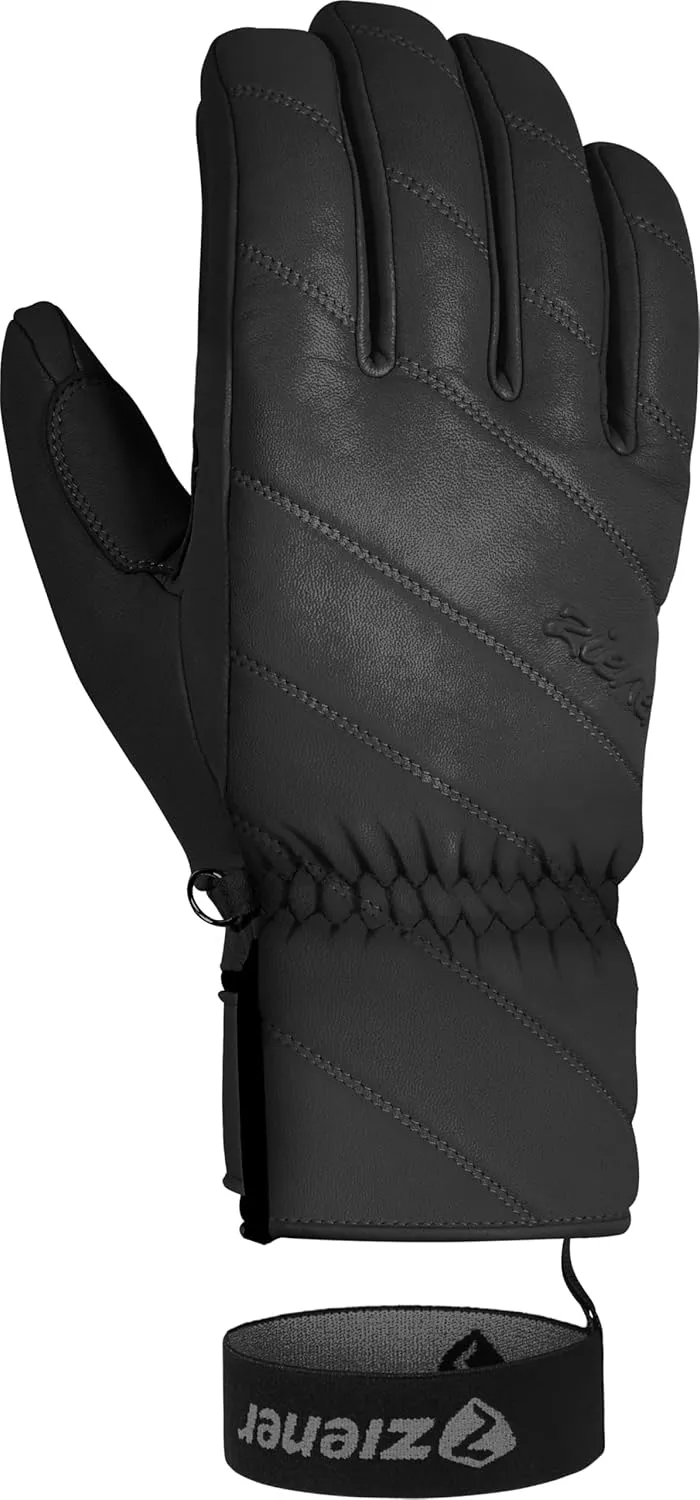 Women's Alpine Ski Leather Gloves Kuma Black