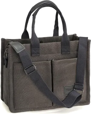 Women's Canvas Tote Bag With Pockets - Casual Crossbody Hobo Messenger Shoulder Handbag