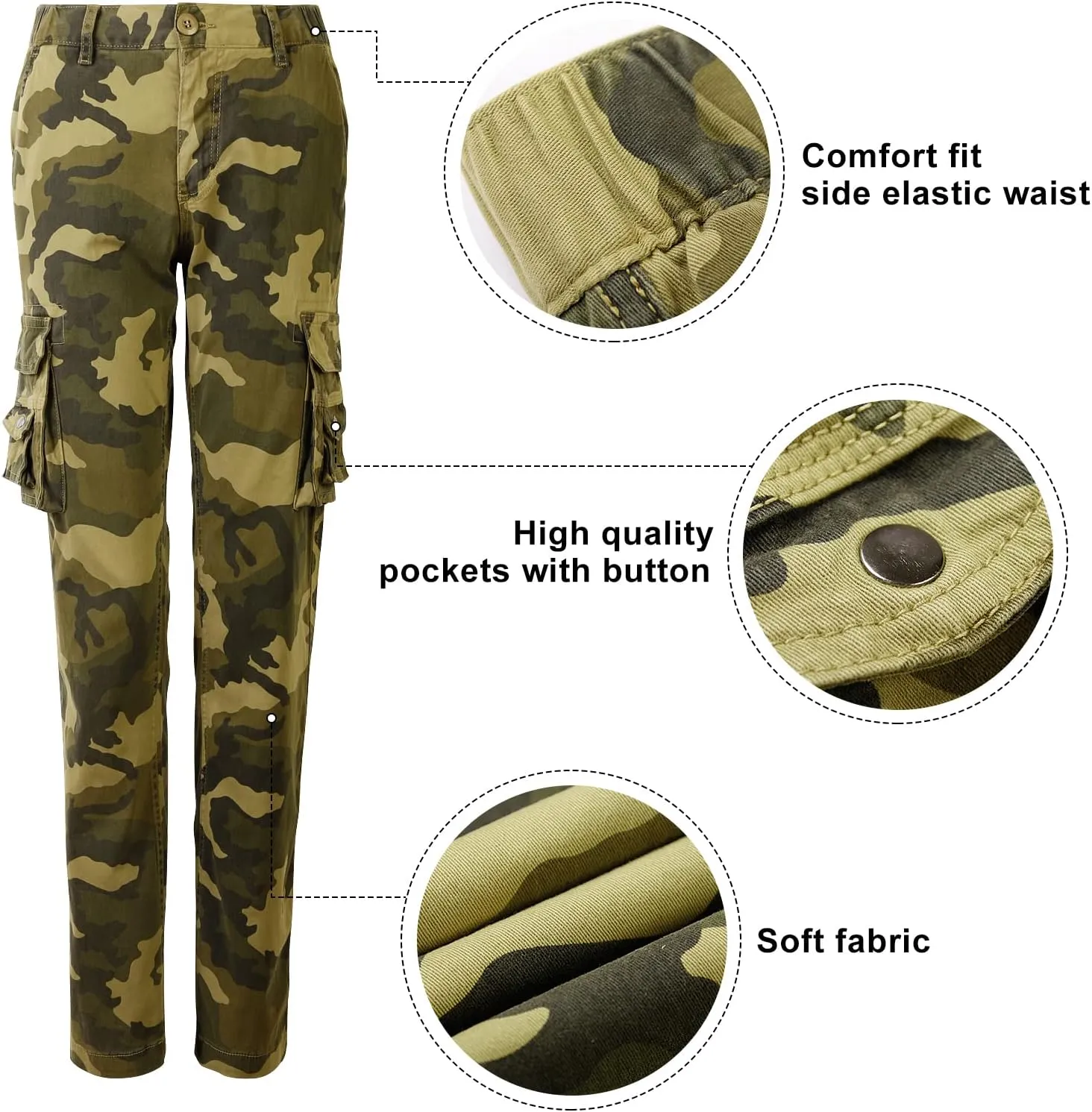 Womens Cargo Pants with Pockets Outdoor Casual Ripstop Camo Tactical Combat Work Pants