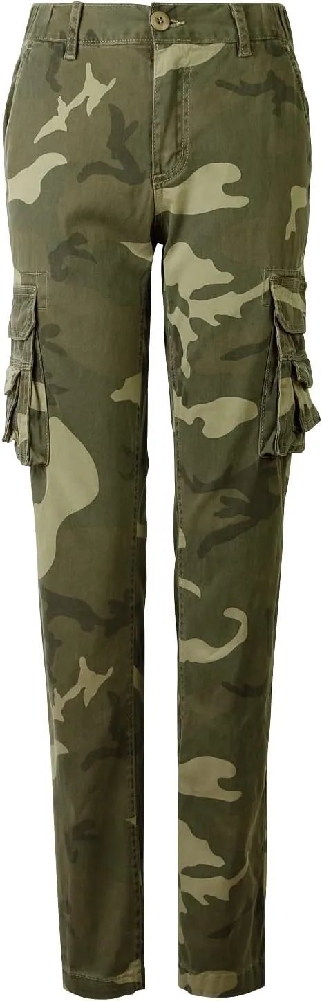 Womens Cargo Pants with Pockets Outdoor Casual Ripstop Camo Tactical Combat Work Pants