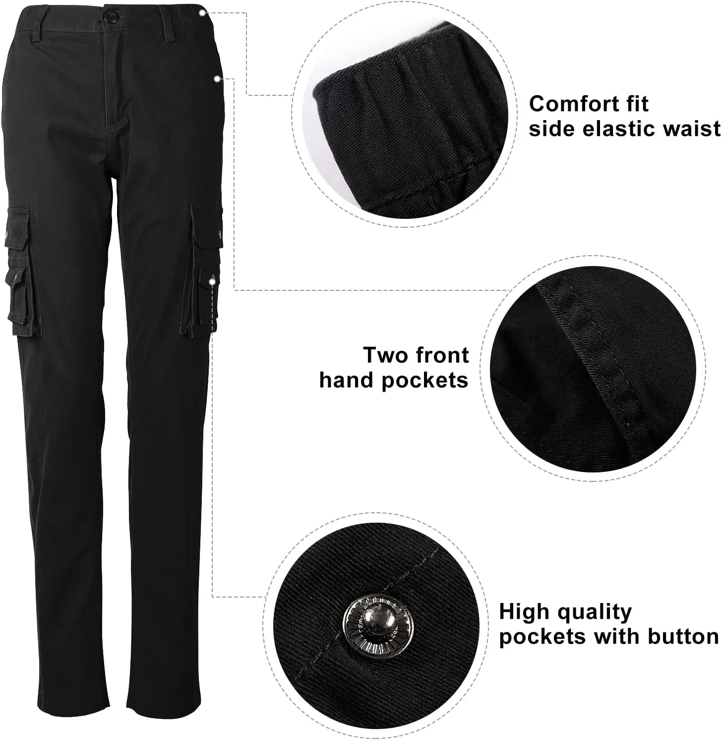 Womens Cargo Pants with Pockets Outdoor Casual Ripstop Tactical Combat Work Pants Black