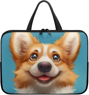 Womens Computer Carrying Bag Laptop Sleeve Cute Corgi Waterproof Computer Case Compatible with Notebook Computer Chromebook Briefcase-17