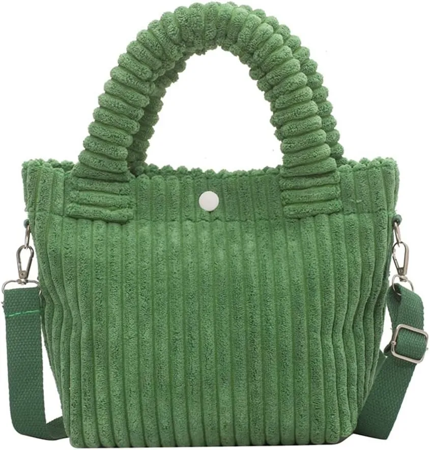 Women's Corduroy Shoulder Bag Small Crossbody Bag Casual Tote Bag Messenger Purse Handbag