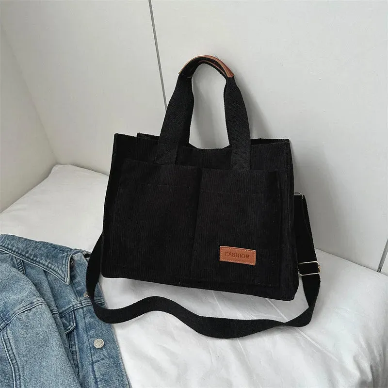 Women's Corduroy Tote Bag Large Capcity Handbags for Women Commuting Women's Bag Messenger Shoulder Bag Female Handbag