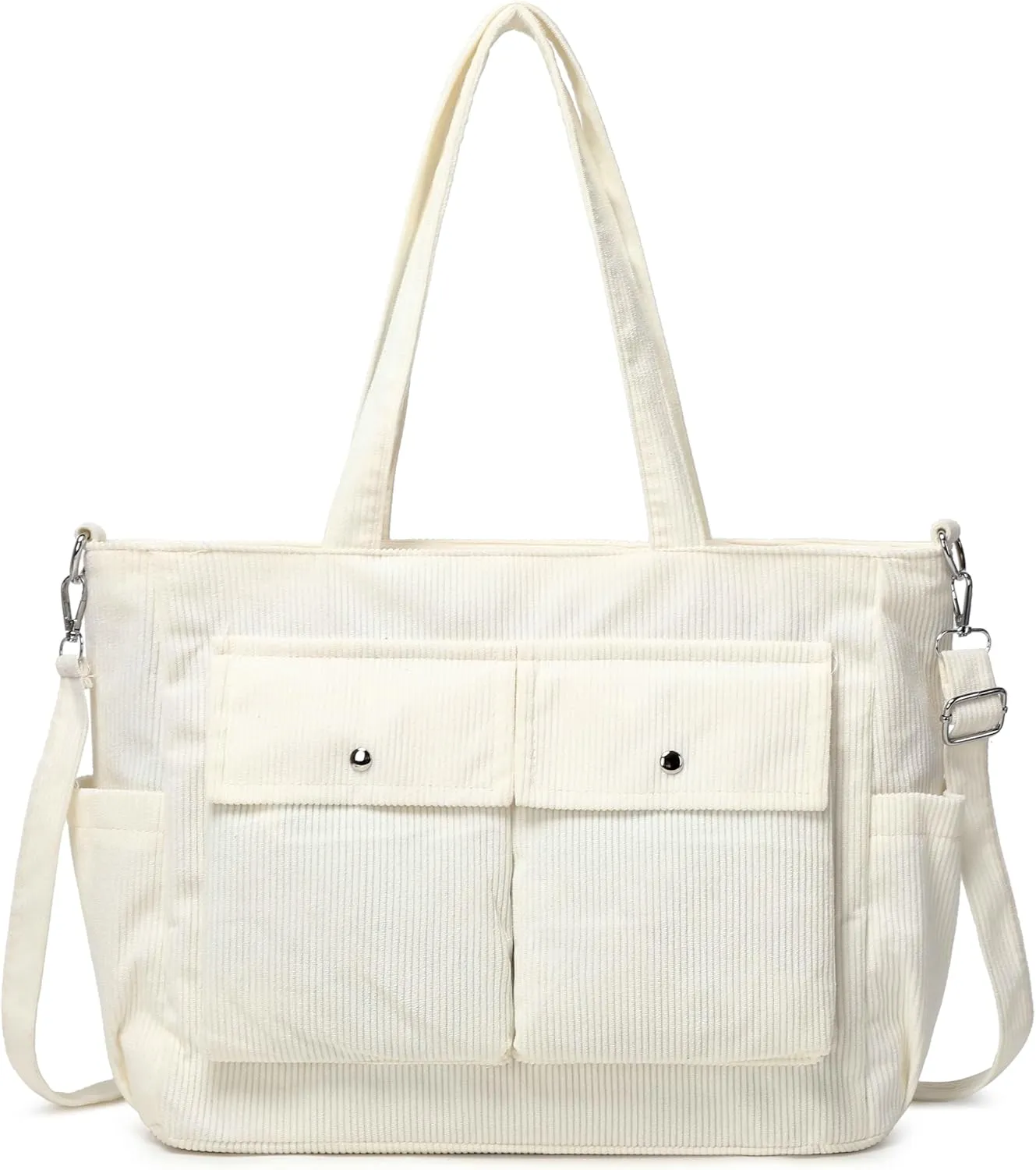 Women’s Corduroy Tote Bag Messenger Bag, Large Crossbody Purse,Shoulder Handbag for Work, School, Shopping & Travel
