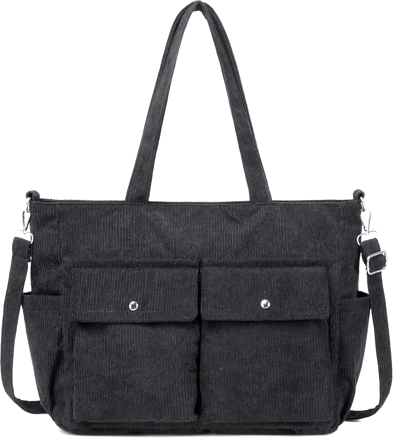 Women’s Corduroy Tote Bag Messenger Bag, Large Crossbody Purse,Shoulder Handbag for Work, School, Shopping & Travel