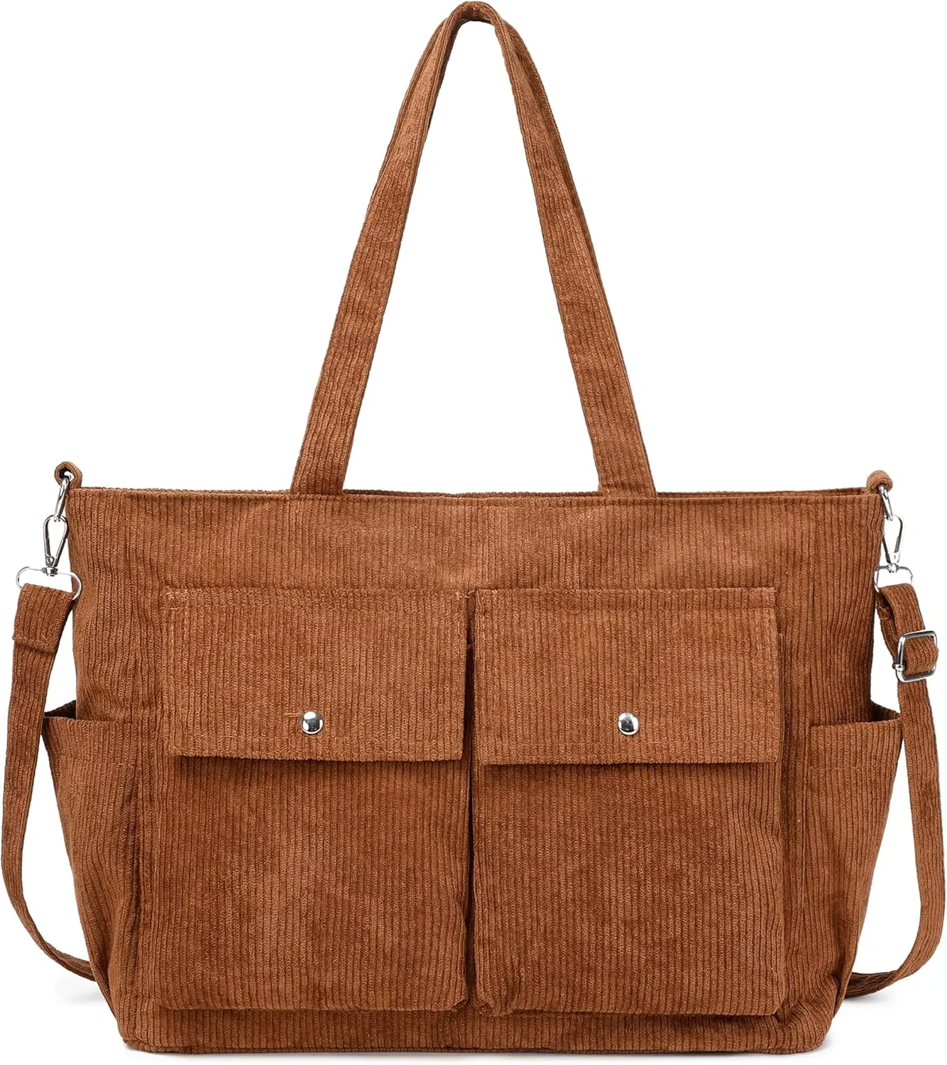 Women’s Corduroy Tote Bag Messenger Bag, Large Crossbody Purse,Shoulder Handbag for Work, School, Shopping & Travel