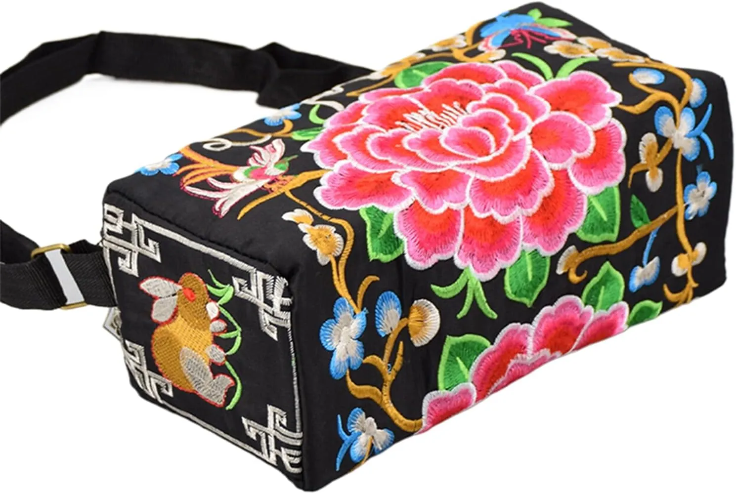 Women's Embroidered Ethnic Crossbody Bag; Vintage Canvas Shoulder Bag with Coin Purse, Ideal for Gifts