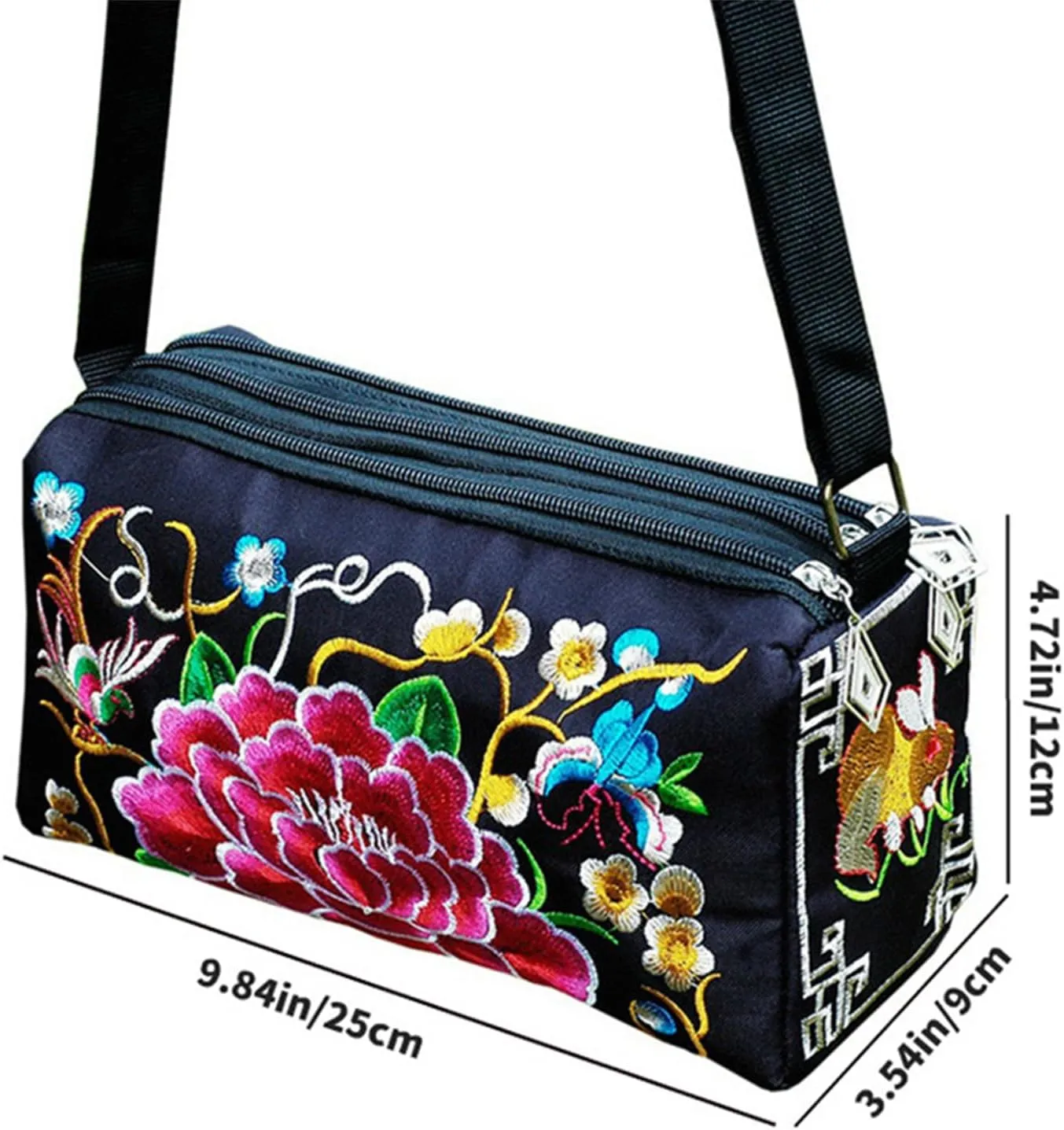 Women's Embroidered Ethnic Crossbody Bag; Vintage Canvas Shoulder Bag with Coin Purse, Ideal for Gifts