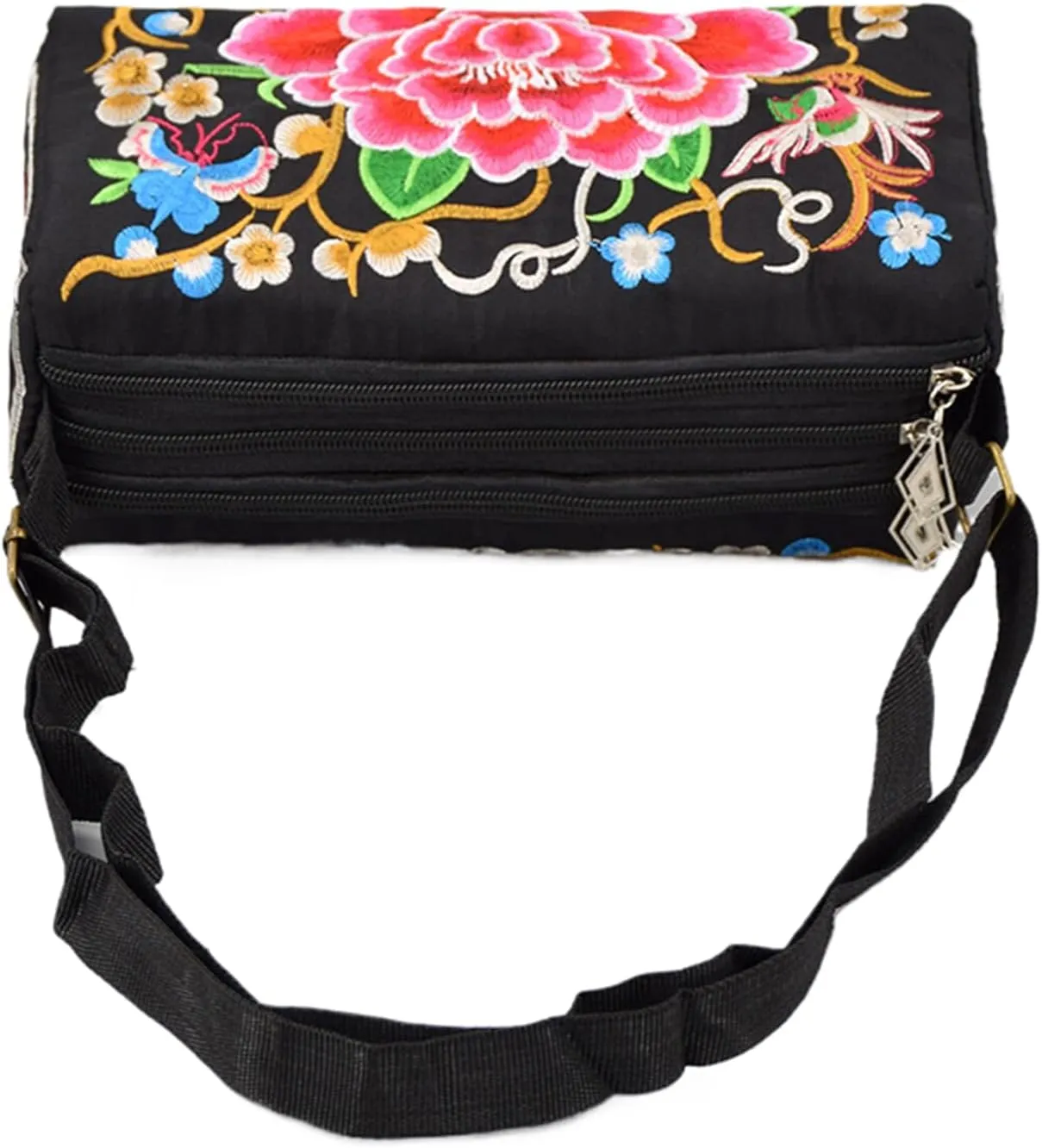 Women's Embroidered Ethnic Crossbody Bag; Vintage Canvas Shoulder Bag with Coin Purse, Ideal for Gifts