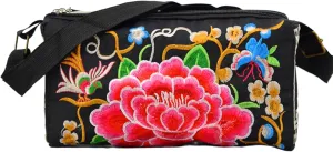 Women's Embroidered Ethnic Crossbody Bag; Vintage Canvas Shoulder Bag with Coin Purse, Ideal for Gifts