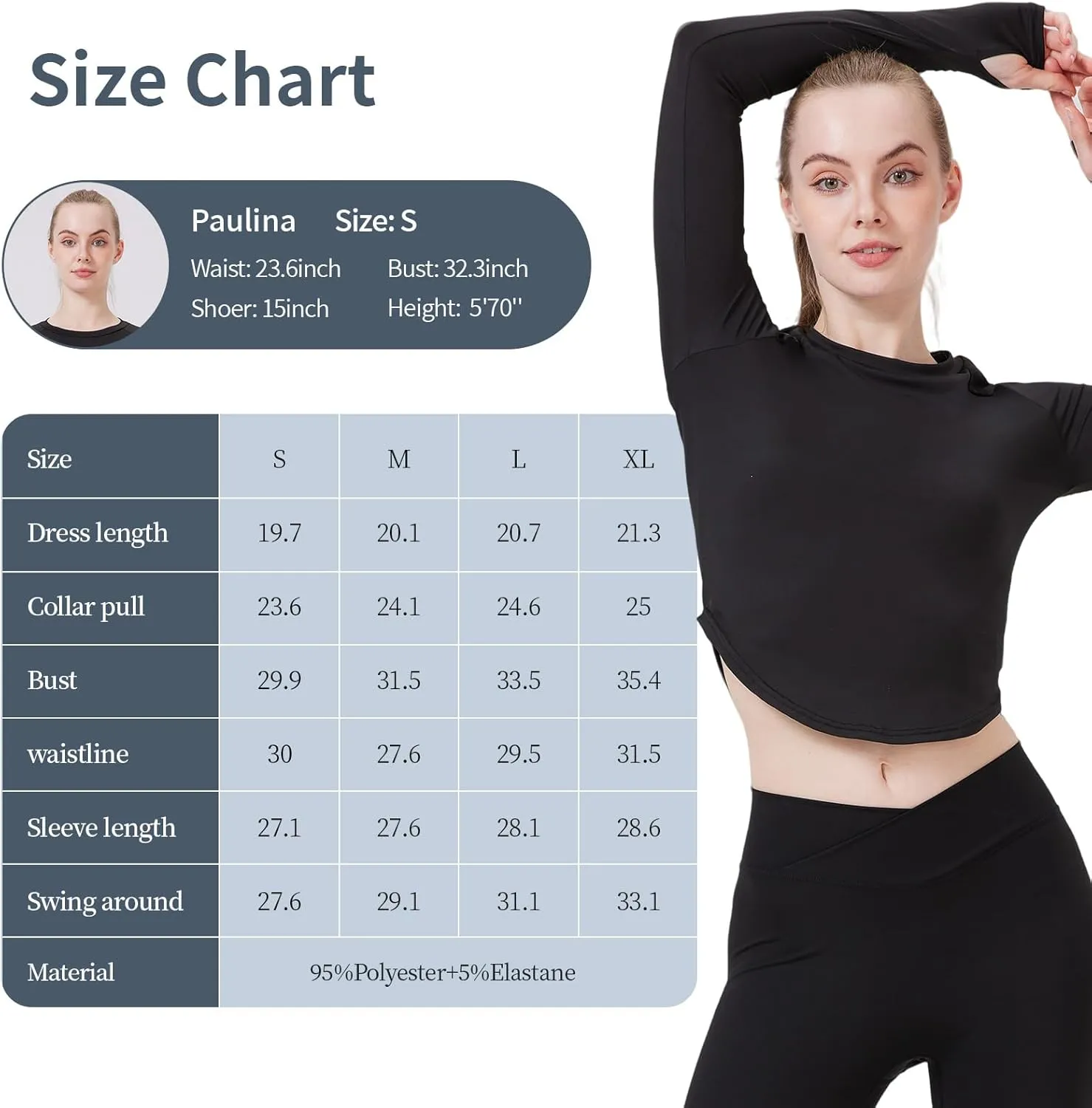 Women's Long Sleeve T-Shirts Crew Neck Crop Workout Tops with Patchwork Mesh for Gym Athletic Yoga Running