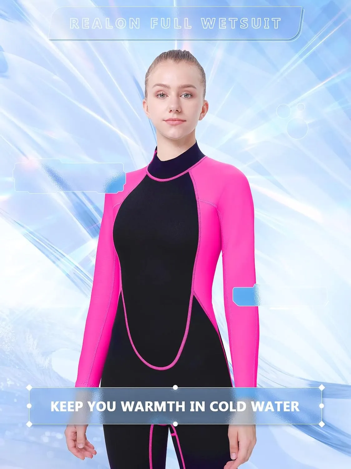 Women's Mens Full Wetsuit 2mm Neoprene Back Zipper Swimming Surfing Diving Snorkeling Wet Suits Cold Water Long Sleeve Thermal Swimsuit