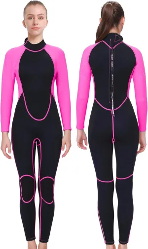 Women's Mens Full Wetsuit 2mm Neoprene Back Zipper Swimming Surfing Diving Snorkeling Wet Suits Cold Water Long Sleeve Thermal Swimsuit