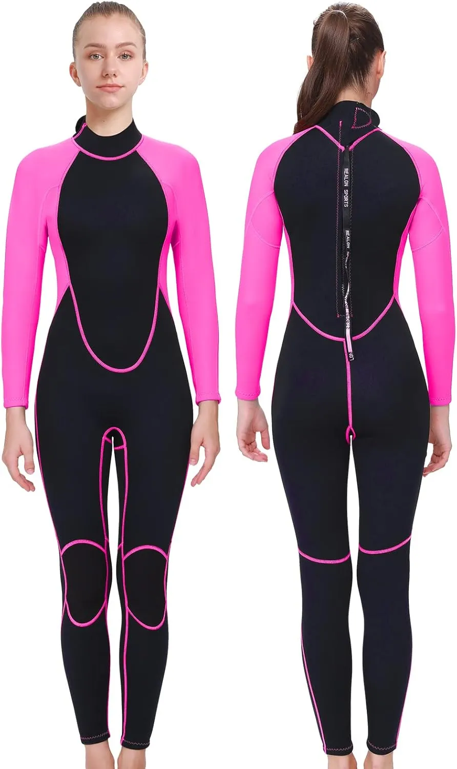 Women's Mens Full Wetsuit 2mm Neoprene Back Zipper Swimming Surfing Diving Snorkeling Wet Suits Cold Water Long Sleeve Thermal Swimsuit