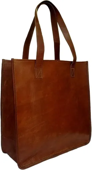 Women's Shoulder Bag Genuine Leather Ladies Tote Handbag Top Handle Brown Travel Purse With Laptop Compartment Brown, Brown