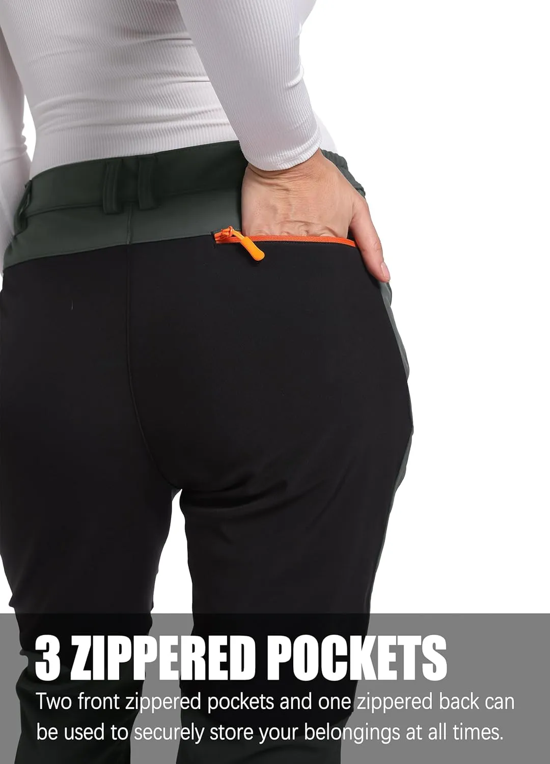 Women's Snow Ski Pants Fleece Lined Winter Outdoor Waterproof Insulated Warm Softshell Hiking Cargo Pants
