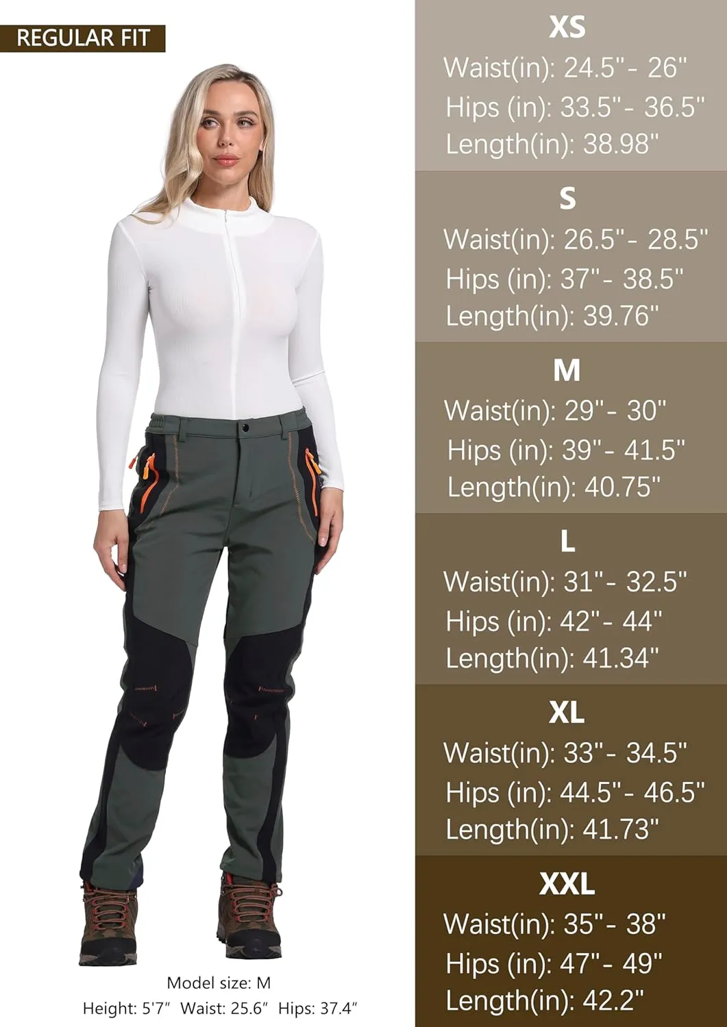 Women's Snow Ski Pants Fleece Lined Winter Outdoor Waterproof Insulated Warm Softshell Hiking Cargo Pants