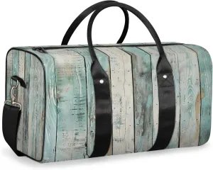 Woodrain Vintage Wood Travel Duffle Bag, Sports Gym Bags for Women Men, Carry On Weekender Overnight Workout Airplane Trips Bag