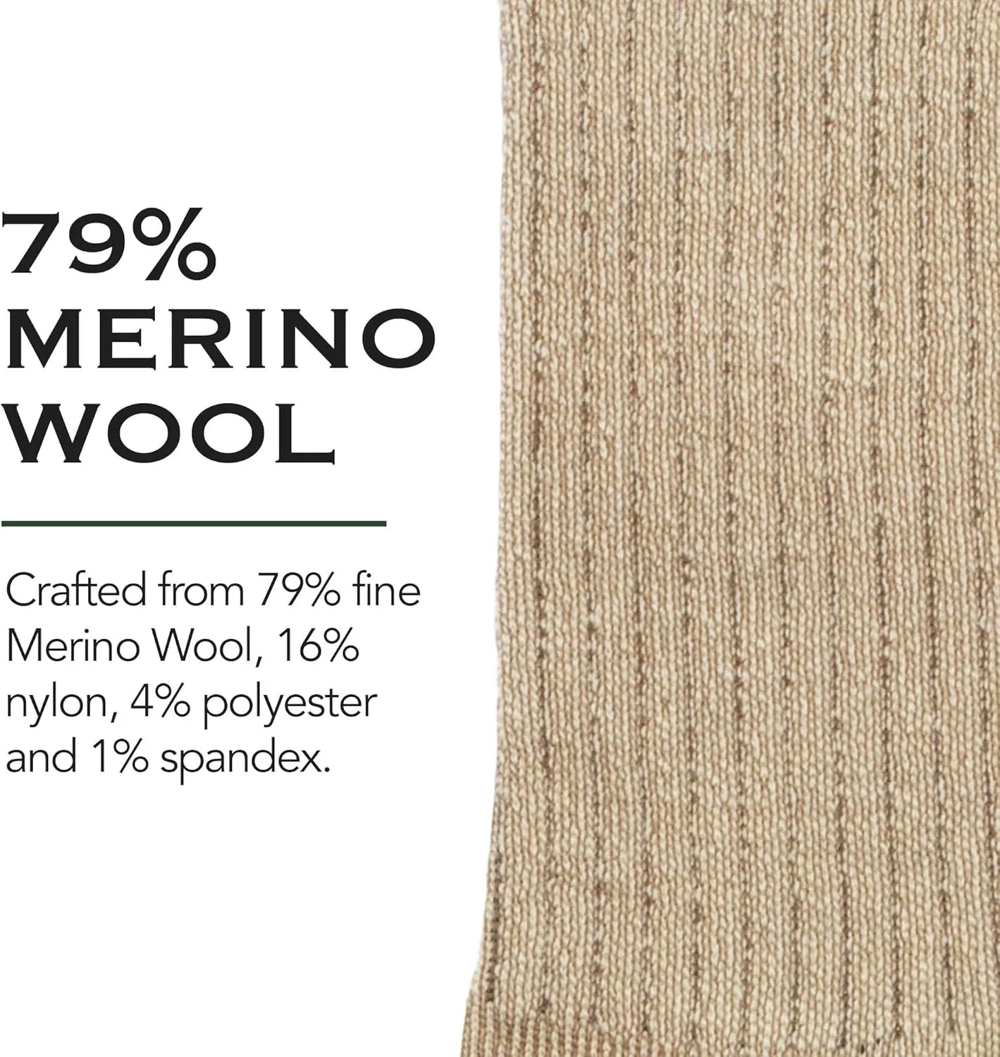 Woolrich Merino Wool Socks for Men - Made in USA, Crew Hiking Sock, Made of 78% Merino Lambswool w/Padded Arch, 2 Pairs