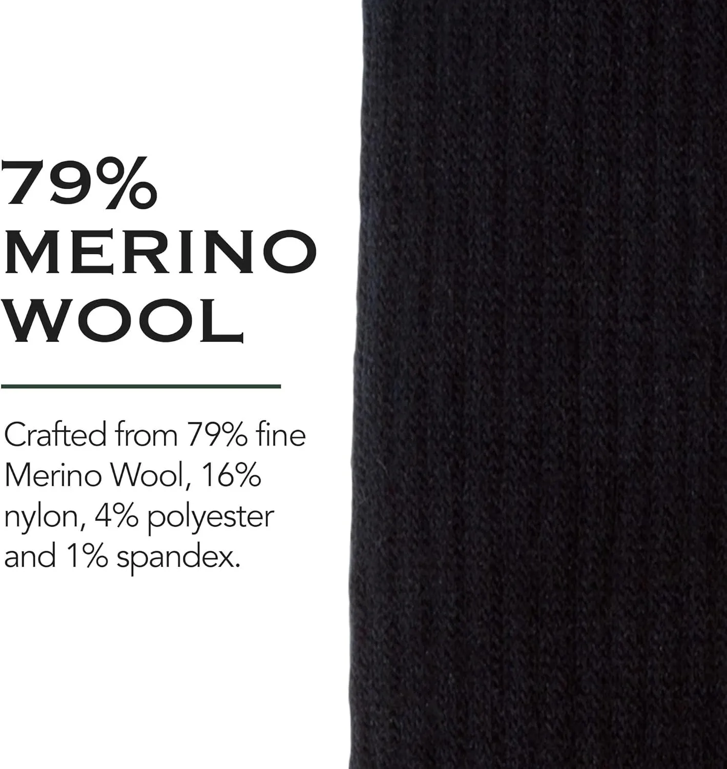 Woolrich Merino Wool Socks for Men - Made in USA, Crew Hiking Sock, Made of 78% Merino Lambswool w/Padded Arch, 2 Pairs