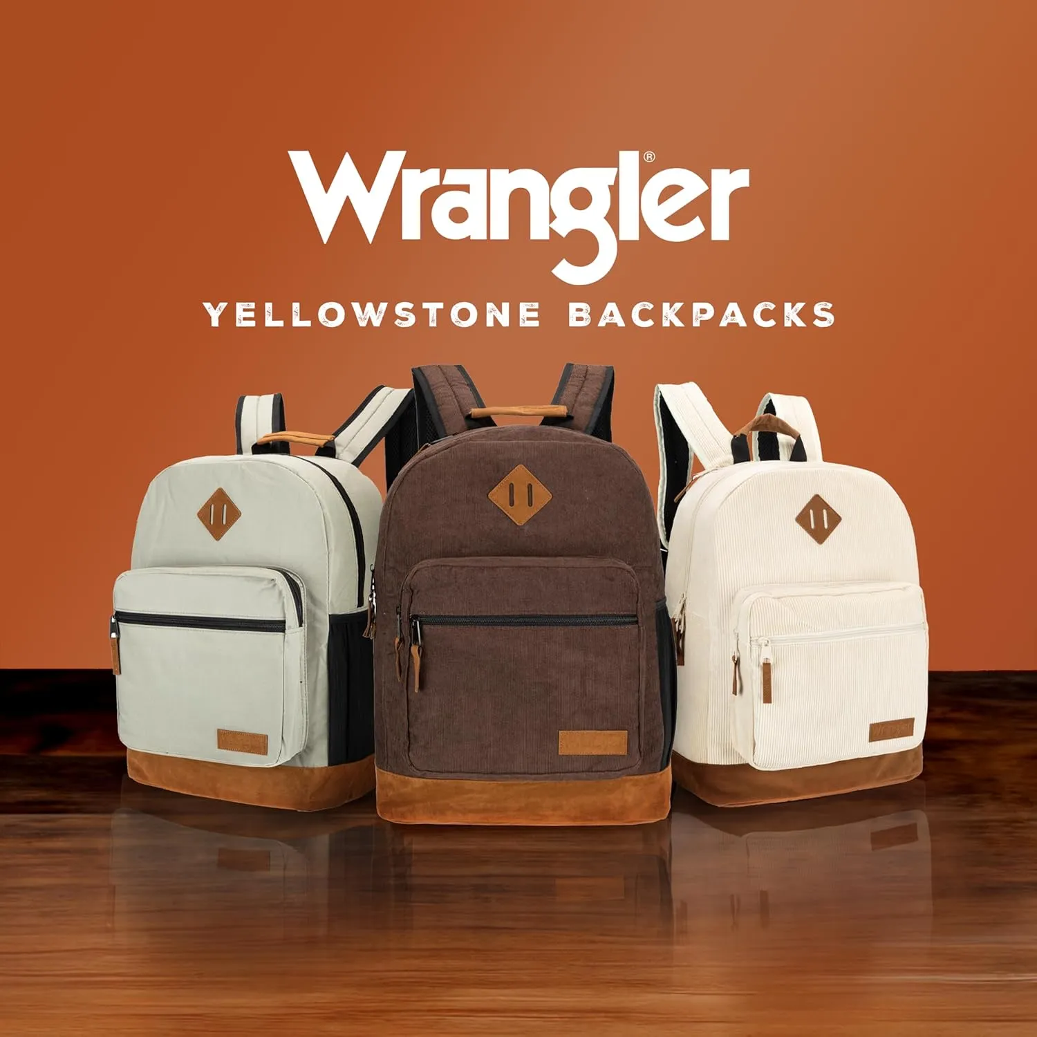 Wrangler Yellowstone Western-Style Backpack Corduroy Casual Daypack for Travel, Everyday Use with Padded Laptop Notebook Sleeve (Dark Brown Corduroy)