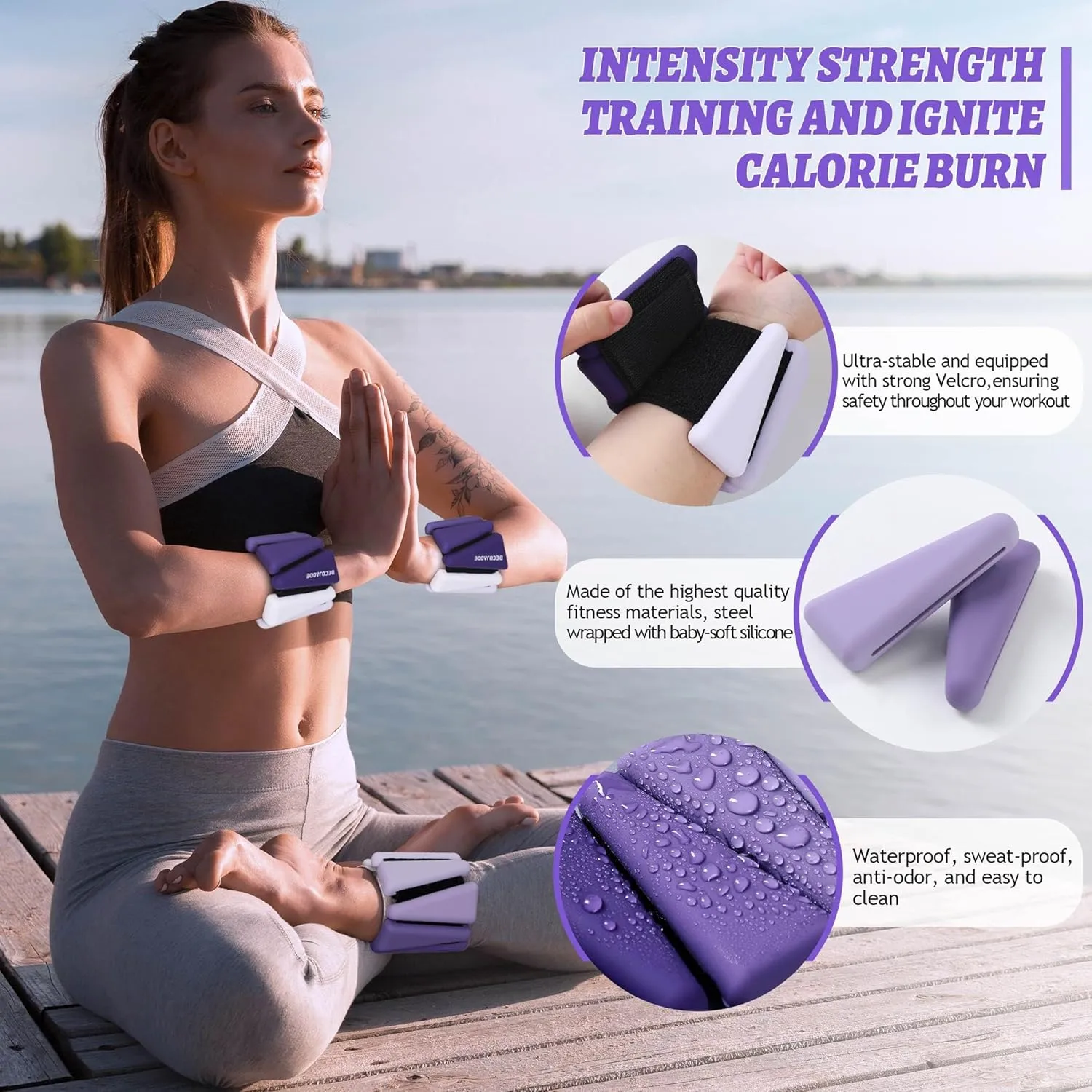 Wrist Weights for Women At Home Ankle Weights Set of 2 (1 lb/2 lbs Each) Adjustable Weighted Wristbands Arm Leg Weights for Women Men Suitable for Walking Swimming Running Pilates Yoga Gym