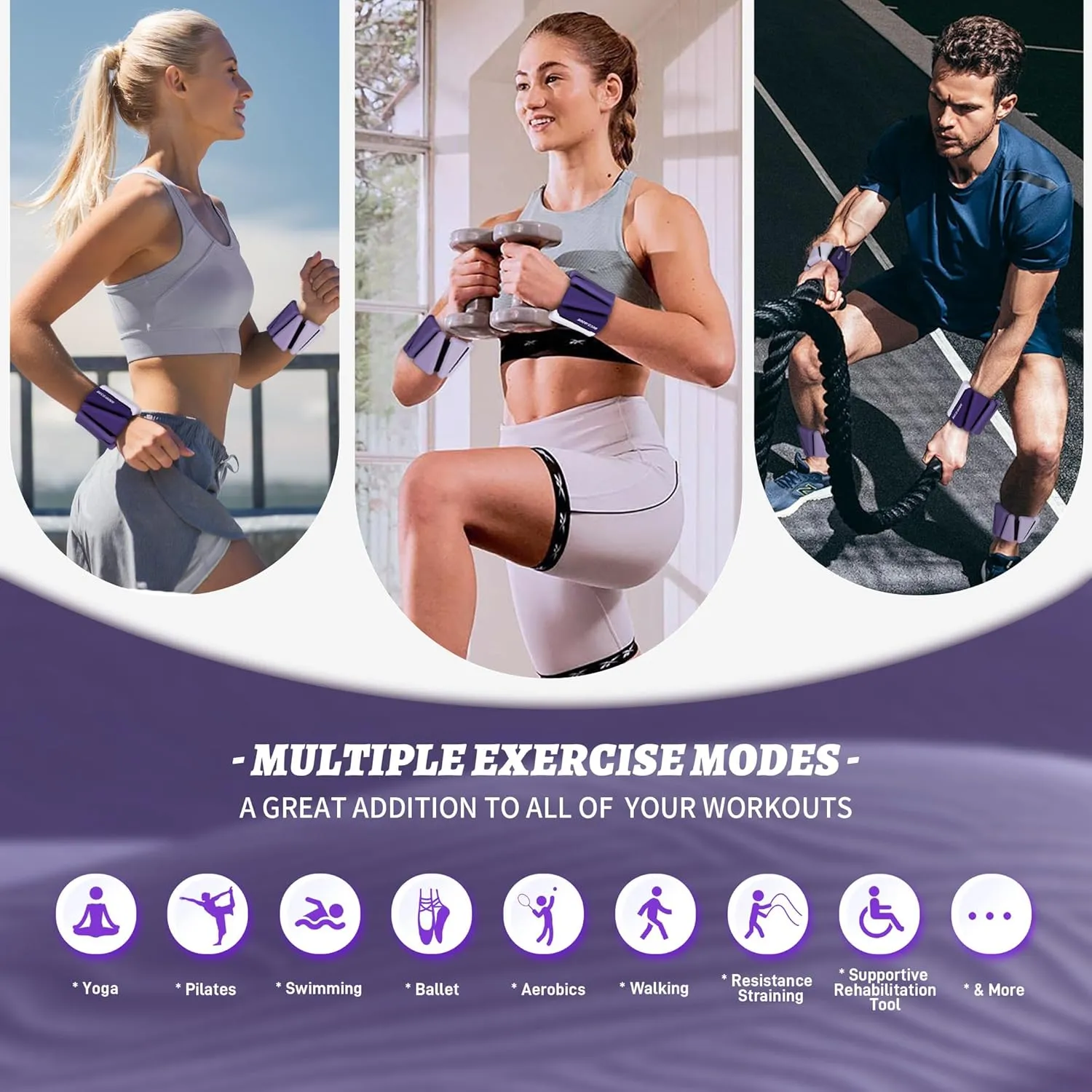 Wrist Weights for Women At Home Ankle Weights Set of 2 (1 lb/2 lbs Each) Adjustable Weighted Wristbands Arm Leg Weights for Women Men Suitable for Walking Swimming Running Pilates Yoga Gym