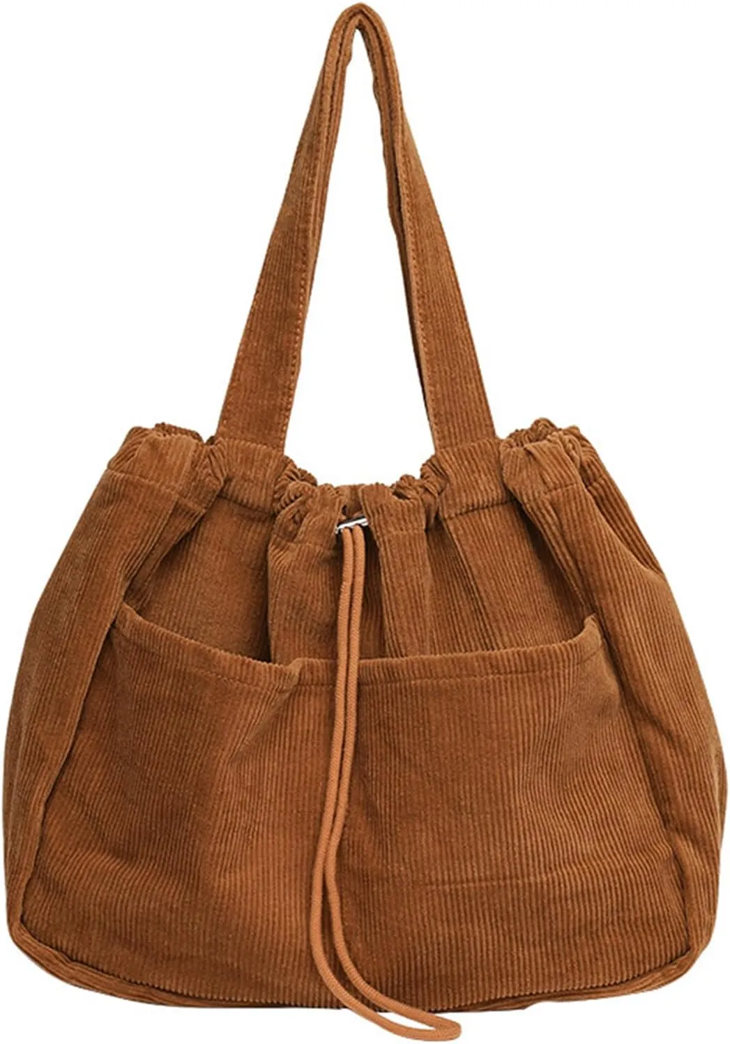 WYCY Corduroy Tote Bag for Women, Large Capacity Corduroy Bag Work Drawstring Bags with Inner Pocket Office Tote Handbag