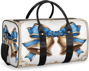 Xmas Bells Travel Duffle Bag, Sports Gym Bags for Women Men, Carry On Weekender Overnight Bag, Christmas Workout Hospital Airplane Trips Bag