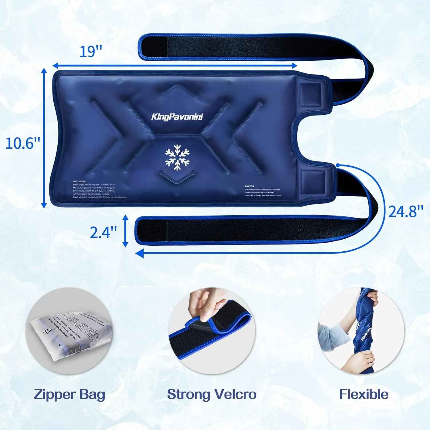 XXL Ice Pack Wrap Around Knee After Surgery, Reusable Gel Large Ice Pack for Injuries, Pain Relief, Swelling, Sports Injuries, 1 Pack Blue