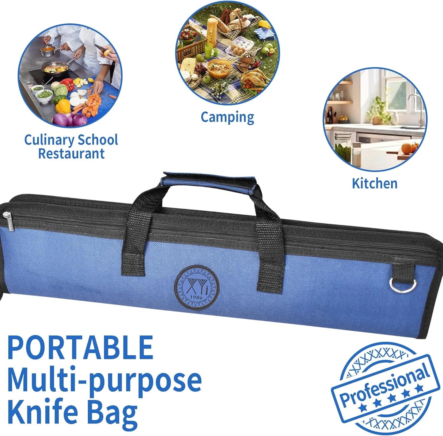 XYJ Chef's Knife Roll Bag Canvas Knife Carrying Case with Durable Handles Shoulder Strap