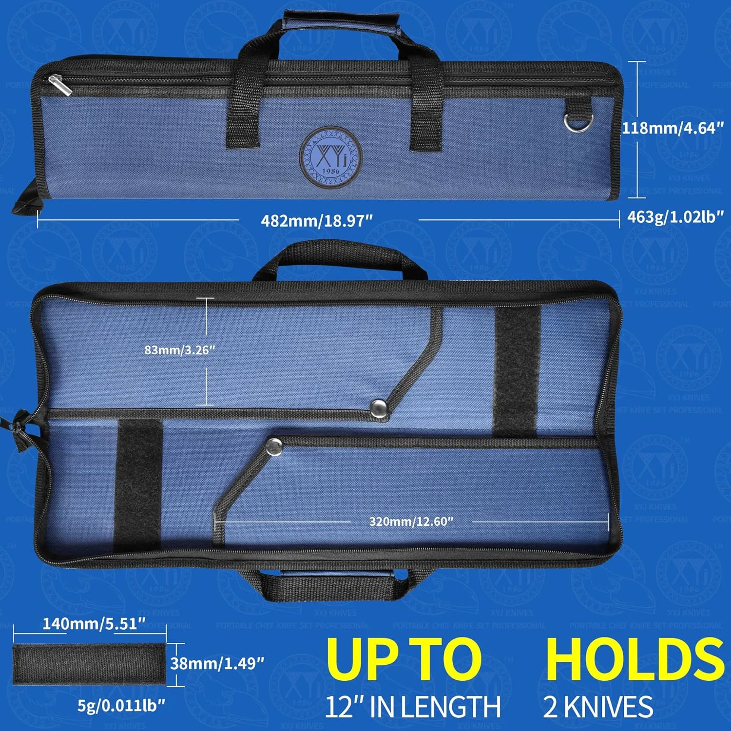 XYJ Chef's Knife Roll Bag Canvas Knife Carrying Case with Durable Handles Shoulder Strap