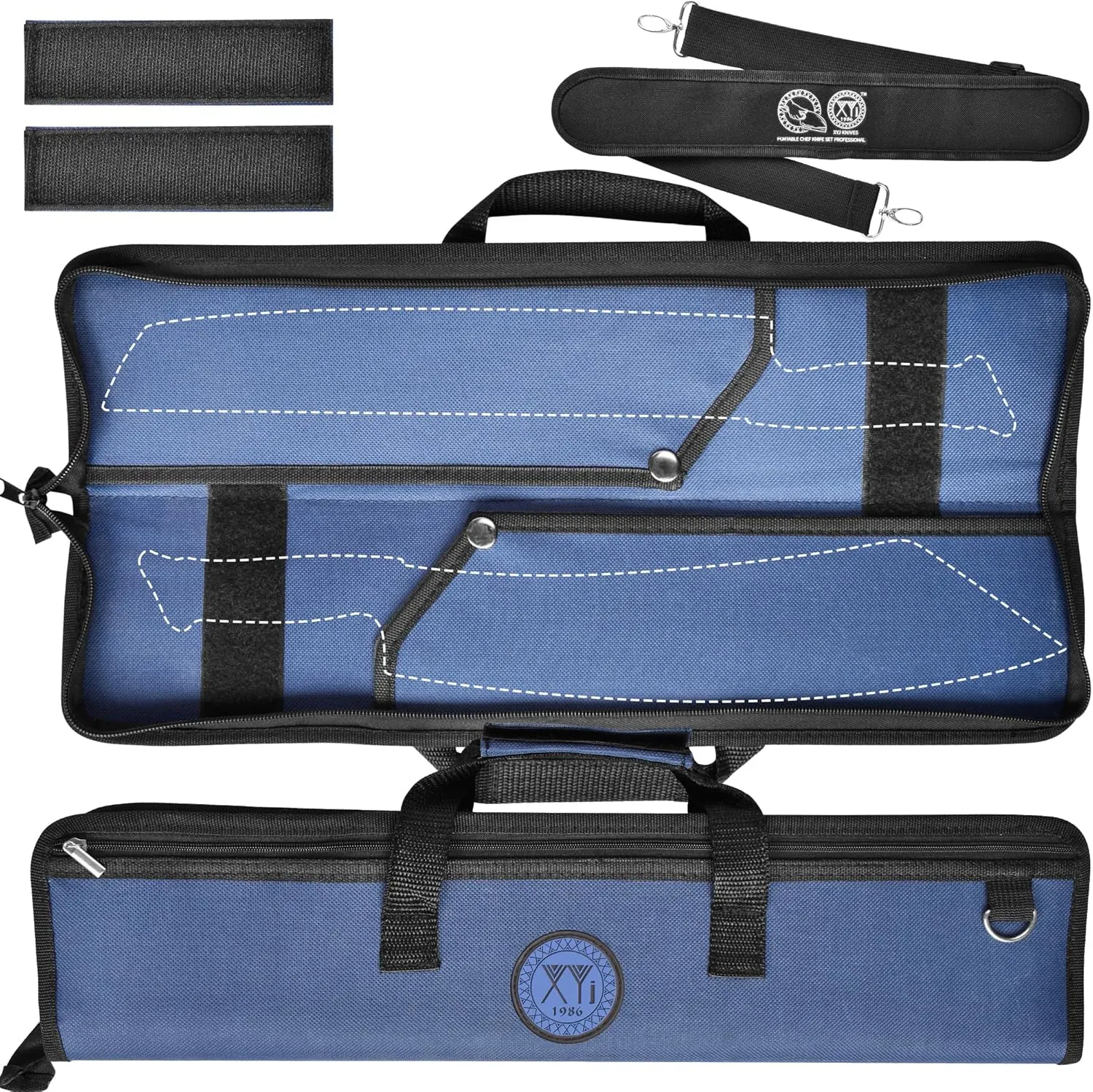 XYJ Chef's Knife Roll Bag Canvas Knife Carrying Case with Durable Handles Shoulder Strap