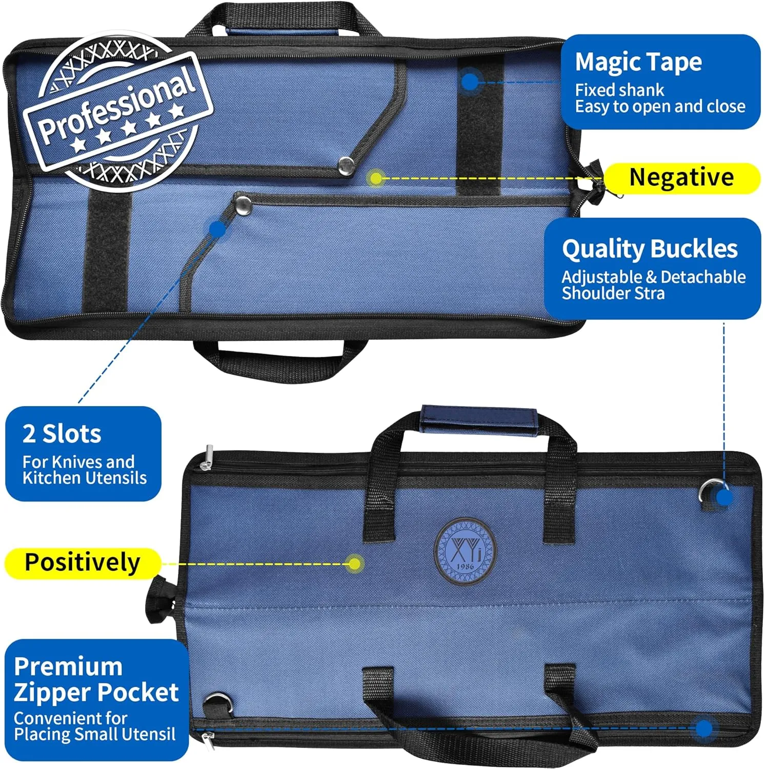 XYJ Chef's Knife Roll Bag Canvas Knife Carrying Case with Durable Handles Shoulder Strap