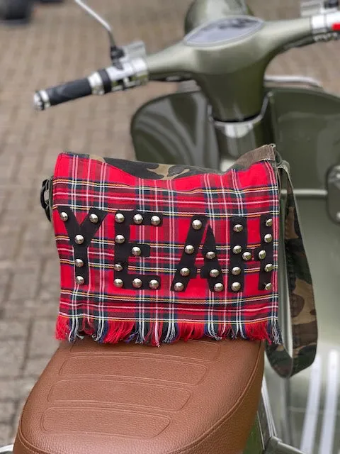 'YEAH' Camo   Red Tartan Messenger Bag