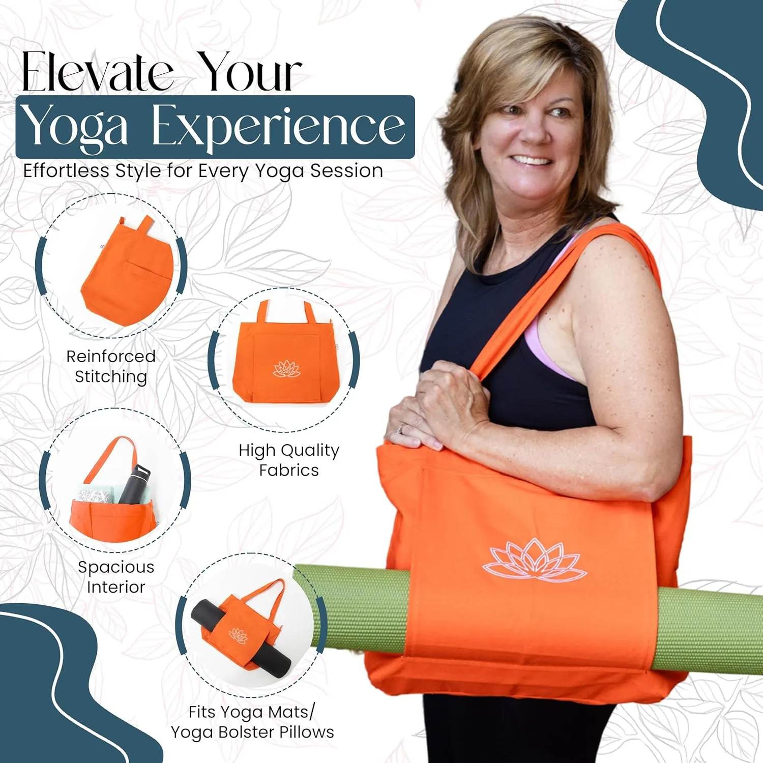 Yoga Mat Carrier - Women's Yoga Bag and Workout Tote - Gym Yoga Mat Bag for Accessories and Gear