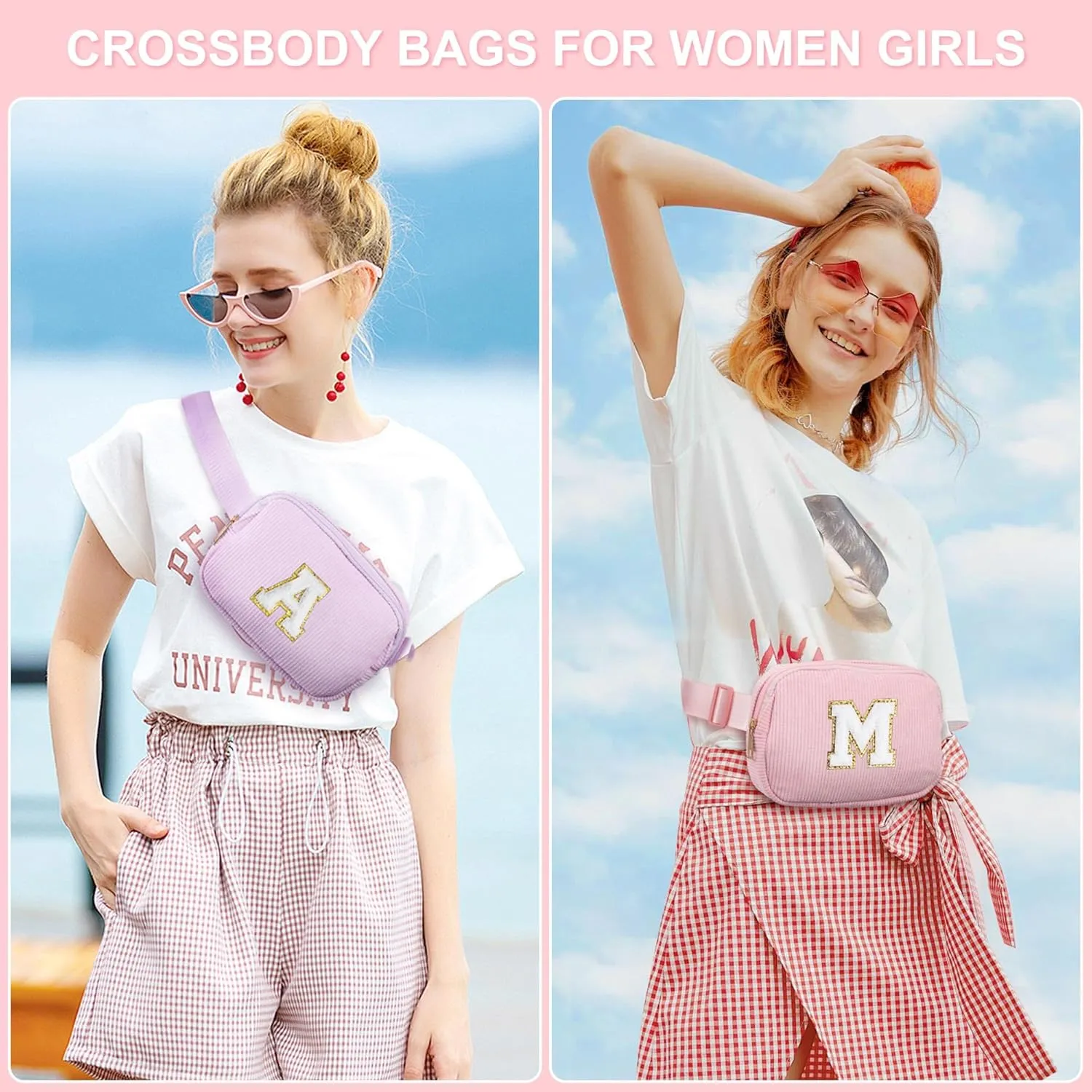 YOOLIFE Birthday Gifts for 4 5 6 7 8 9 10 11 12 13 14 Year Old Girls - Belt Bag for Kids Teens Girls 8-12, Initial Fanny Pack Belt Bag Purse for Girl Teen Daughter Sister Kids Birthday Gift (White L)