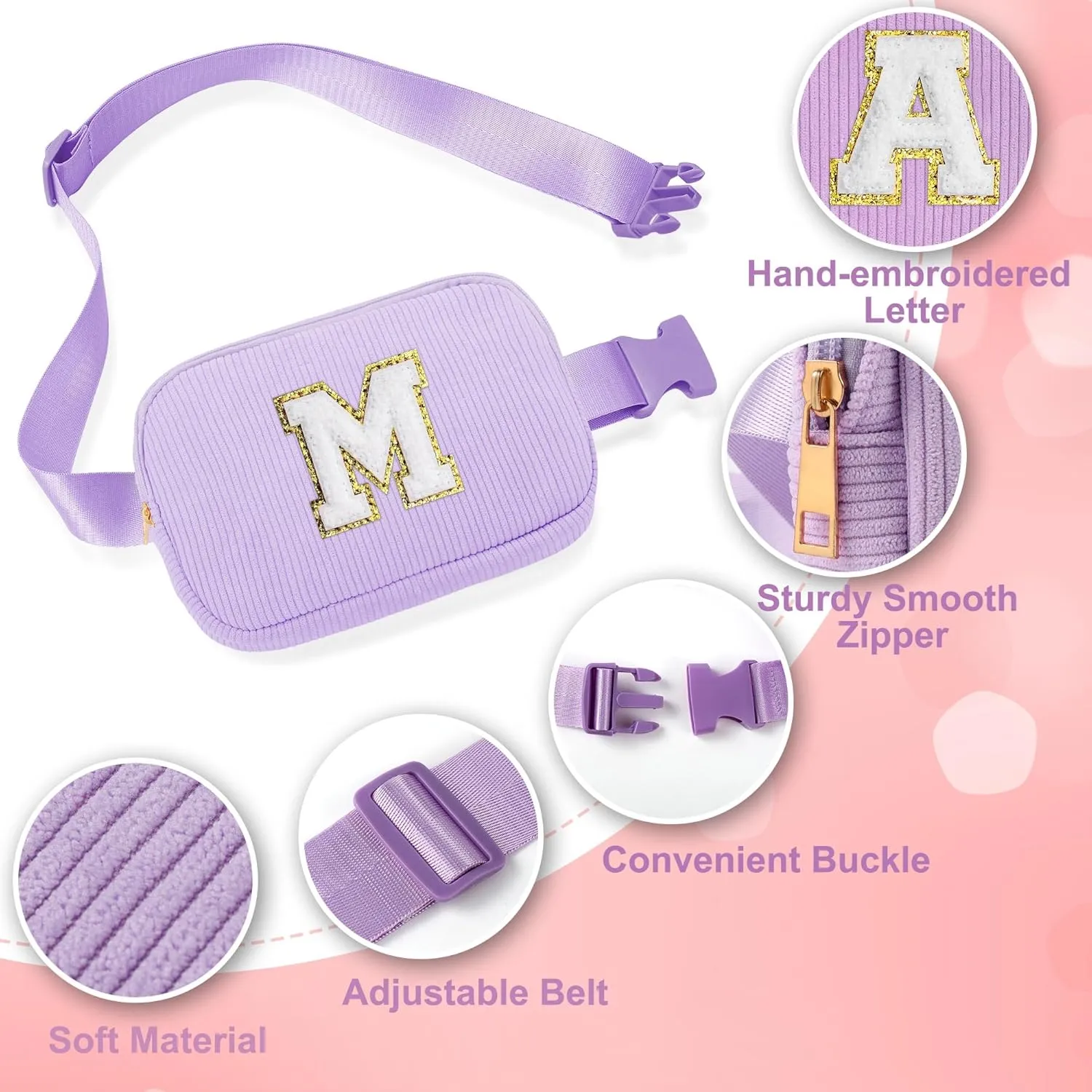 YOOLIFE Birthday Gifts for 4 5 6 7 8 9 10 11 12 13 14 Year Old Girls - Belt Bag for Kids Teens Girls 8-12, Initial Fanny Pack Belt Bag Purse for Girl Teen Daughter Sister Kids Birthday Gift (White L)
