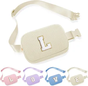 YOOLIFE Birthday Gifts for 4 5 6 7 8 9 10 11 12 13 14 Year Old Girls - Belt Bag for Kids Teens Girls 8-12, Initial Fanny Pack Belt Bag Purse for Girl Teen Daughter Sister Kids Birthday Gift (White L)