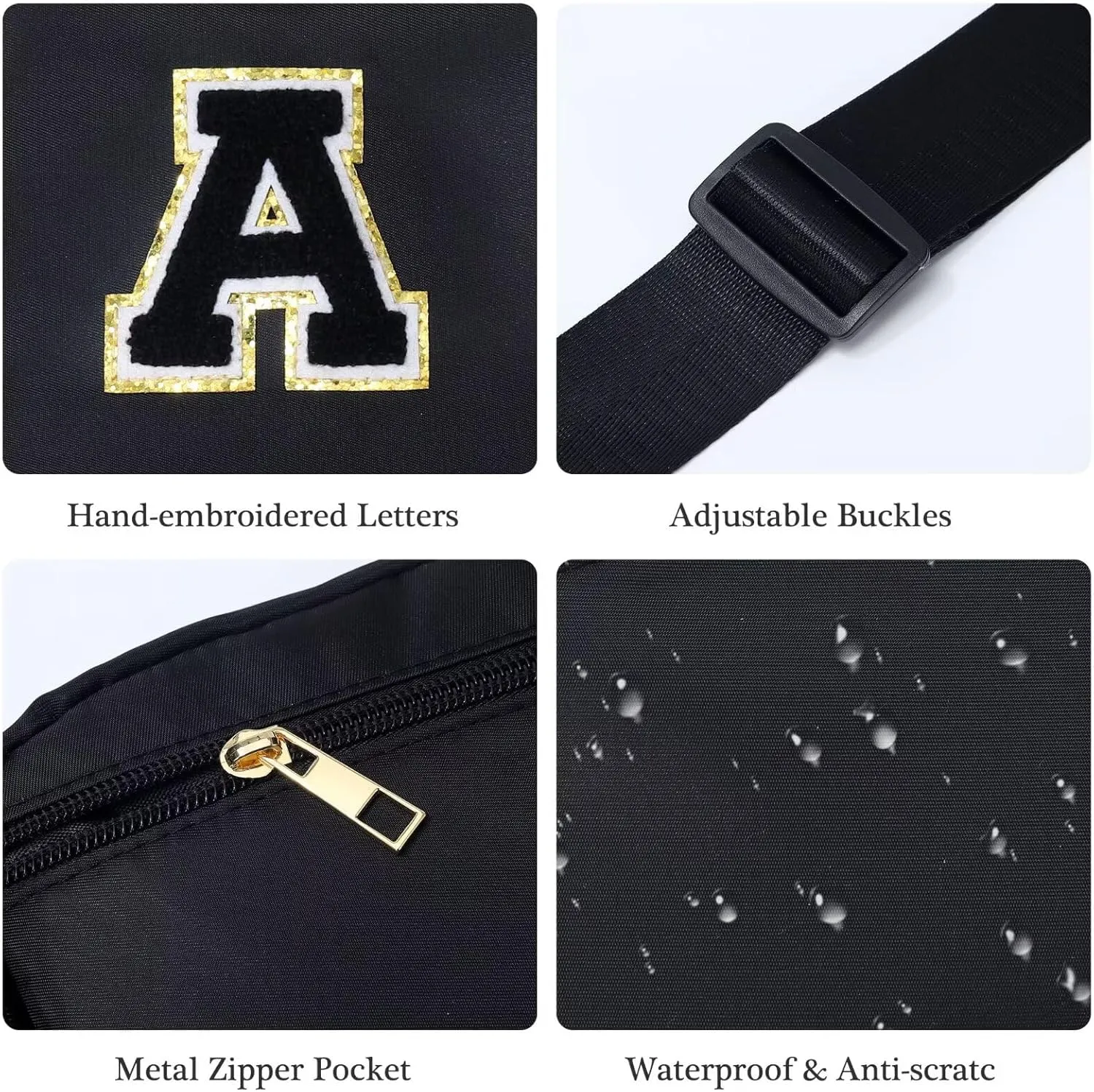 YOOLIFE Gifts for Girls - 5 6 7 8 9 10 11 12 13 14 15 16 Year Old Girls Birthday Gifts for Teen Girls, Preppy Stuff for Teen Girls Teenage Girl Gifts, Black Initial Crossbody Bag Belt Bag P, Small