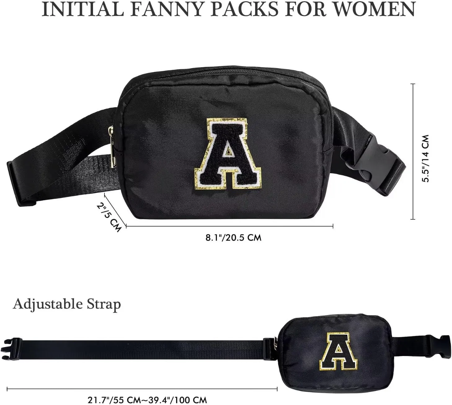 YOOLIFE Gifts for Girls - 5 6 7 8 9 10 11 12 13 14 15 16 Year Old Girls Birthday Gifts for Teen Girls, Preppy Stuff for Teen Girls Teenage Girl Gifts, Black Initial Crossbody Bag Belt Bag P, Small
