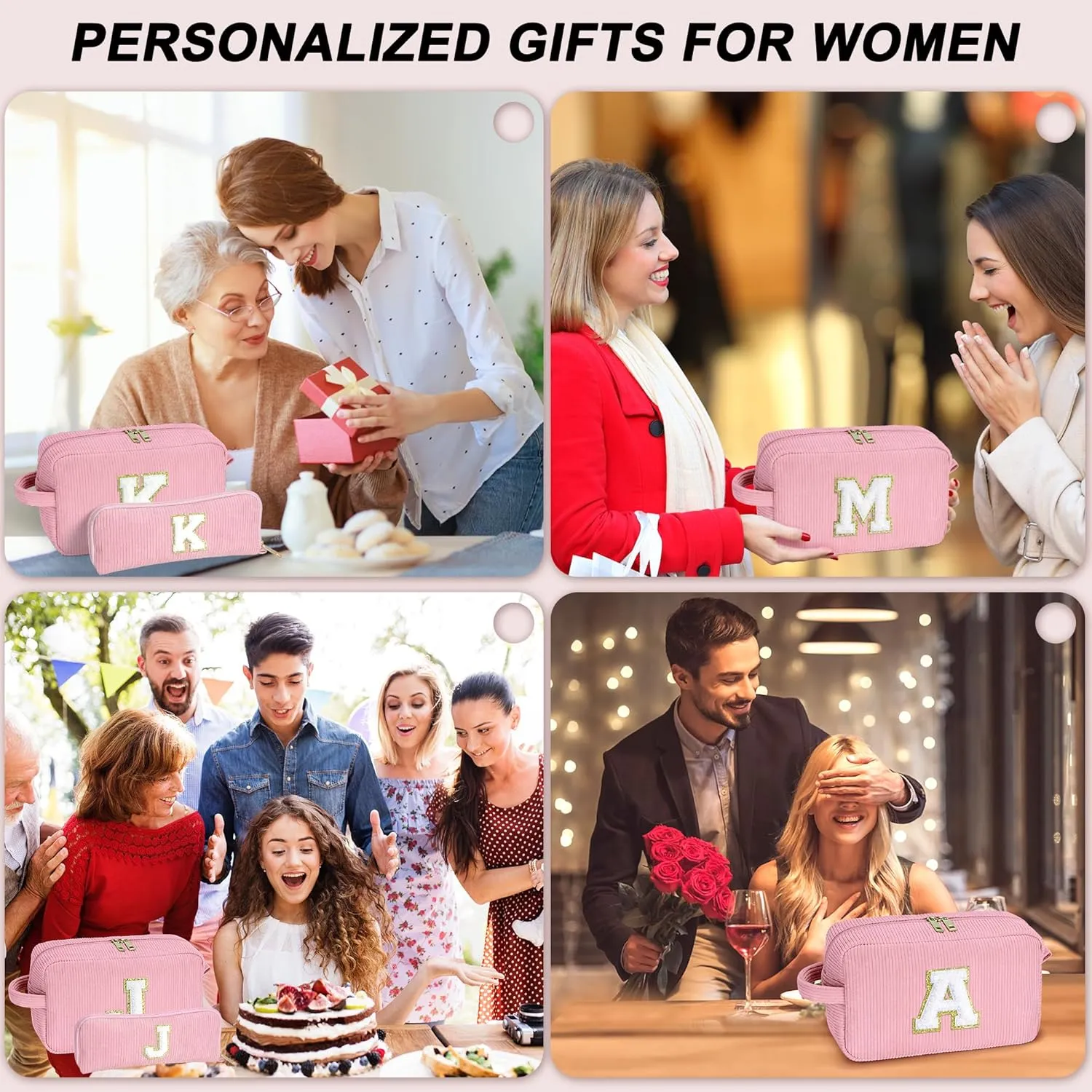 YOOLIFE Initial Travel Makeup Bag Cosmetic Bag - Teen Girl Gifts Trendy Stuff Friend Birthday Gifts for Women Teen Girl Kids